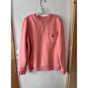 Carhartt Relaxed Fit Pink Pocket Sweatshirt Women's L 12 14